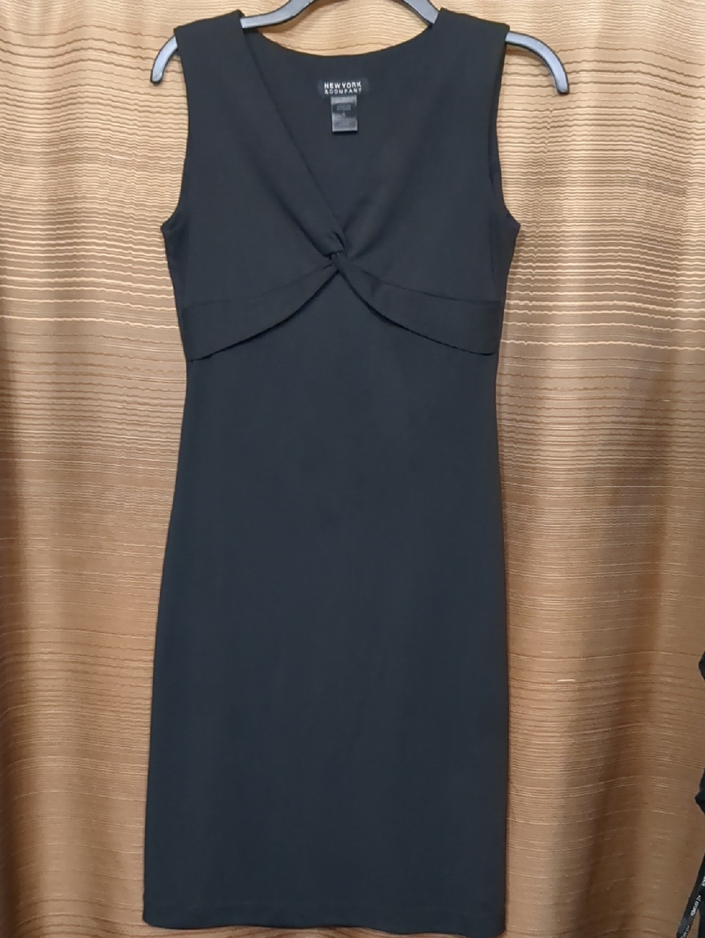 New York & Company Black Twist-Front Midi Dress